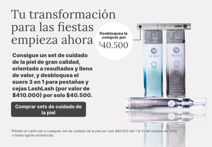 Holiday skincare promotion featuring LashLash 3-in-1 Lash & Brow Serum on a clear dish with gel, highlighting limited-time $15 offer ($114 value) when purchased with qualifying skincare sets.